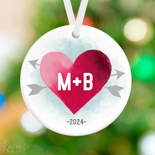 Hearts & Arrows Couple Personalized Christmas Ornament