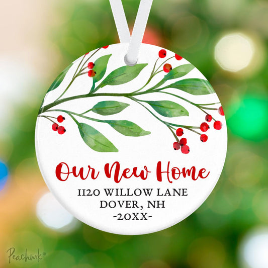 New Home Holly Berry Personalized Christmas Ornament