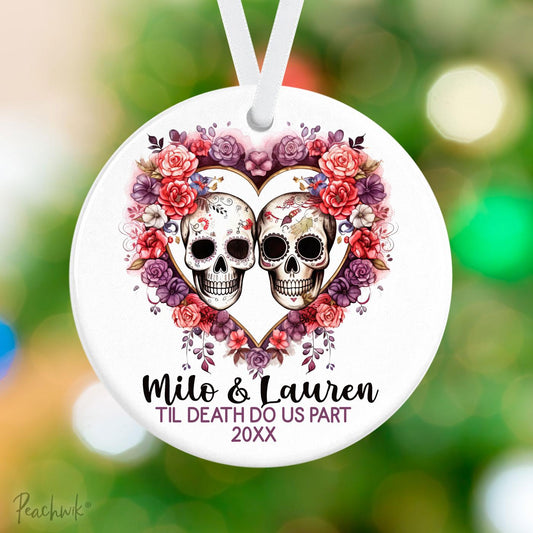 Sugar Skull Couple Personalized Christmas Ornament
