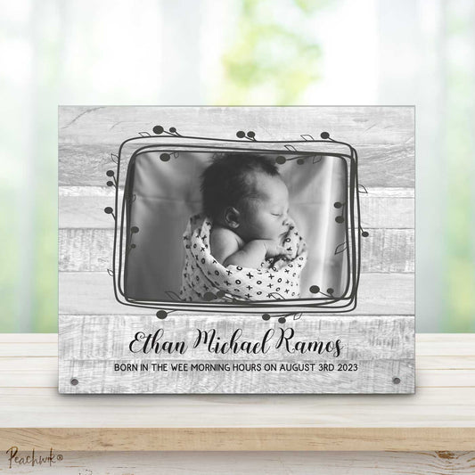 Birth Announcement - Personalized Metal Photo Plaque
