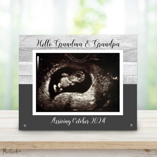 Grandparents Pregnancy Reveal Gift - Personalized Metal Photo Plaque