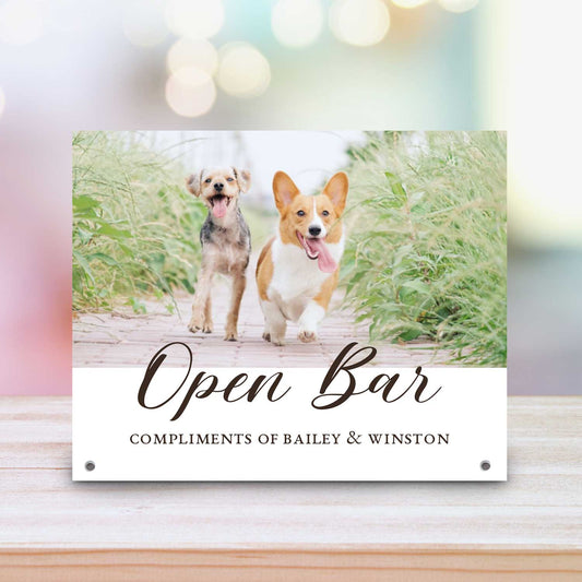 Open Bar Pet Drink Metal Wedding Sign - Personalized Metal Photo Event Sign