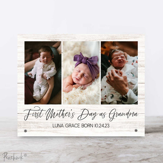First Mother's Day as Grandma Personalized Metal Photo Plaque