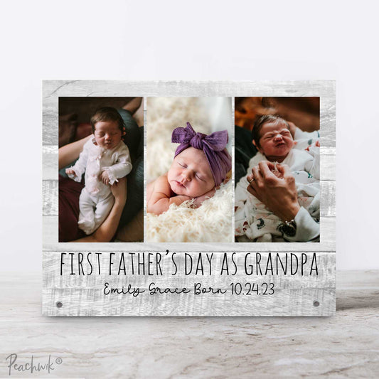 First Father's Day as Grandpa Personalized Metal Photo Plaque
