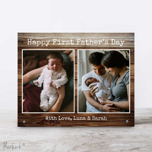 Personalized First Father's Day Metal Picture Frame Plaque