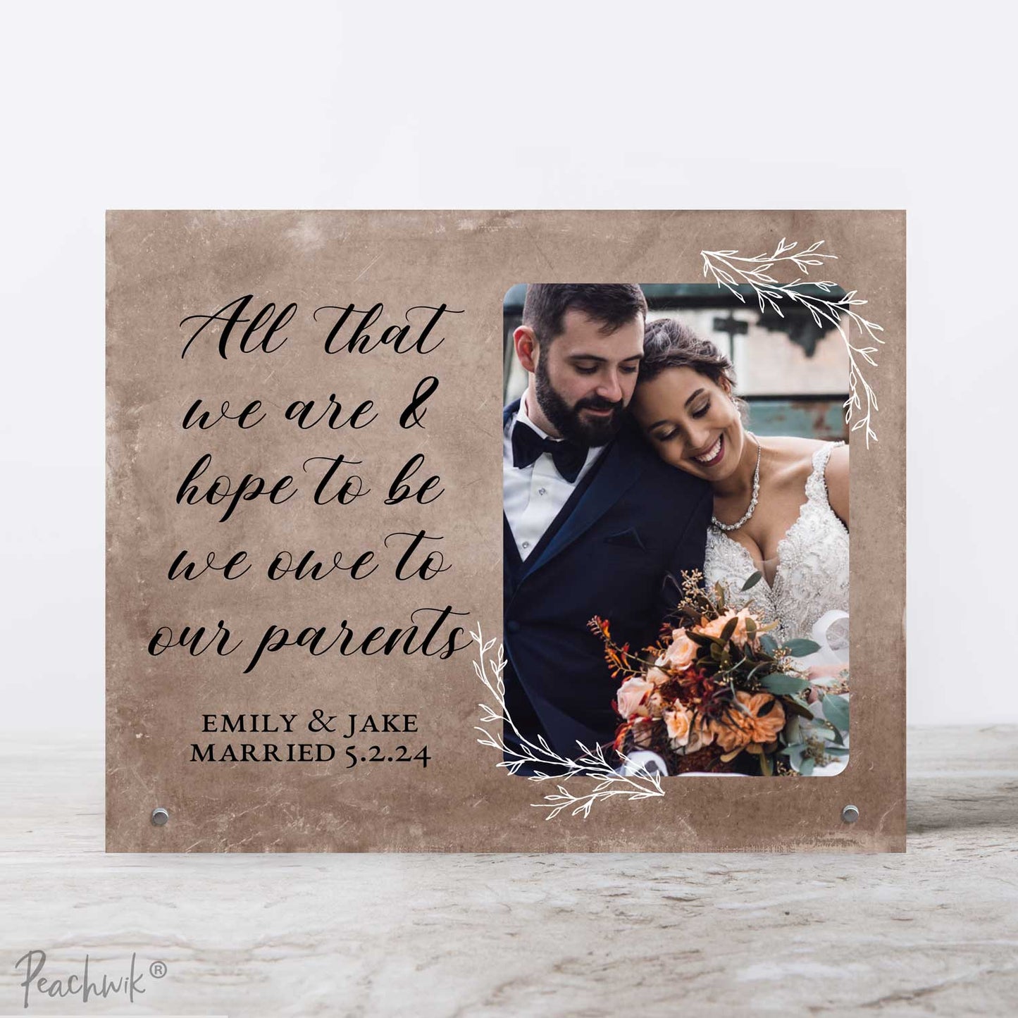 Thank You Wedding  Photo Gift For Parents - Personalized Metal Photo Plaque