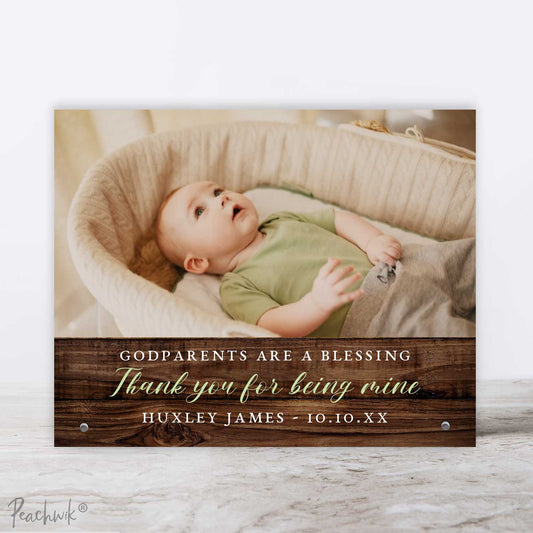 Godparents Are A Blessing Gift - Personalized Metal Picture Frame Plaque