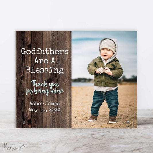 Godfathers Are A Blessing Gift - Personalized Metal Picture Frame Plaque