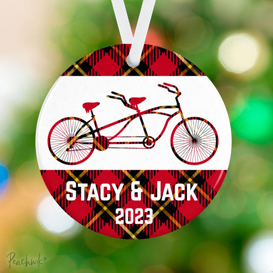 Tandem Bike Couple Custom Ornament
