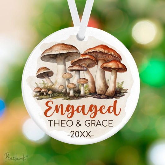 Magical Mushroom Engagement Personalized Christmas Ornament