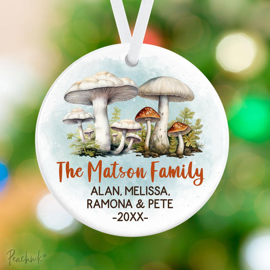 Mushroom Forage Family Name Personalized Christmas Ornament