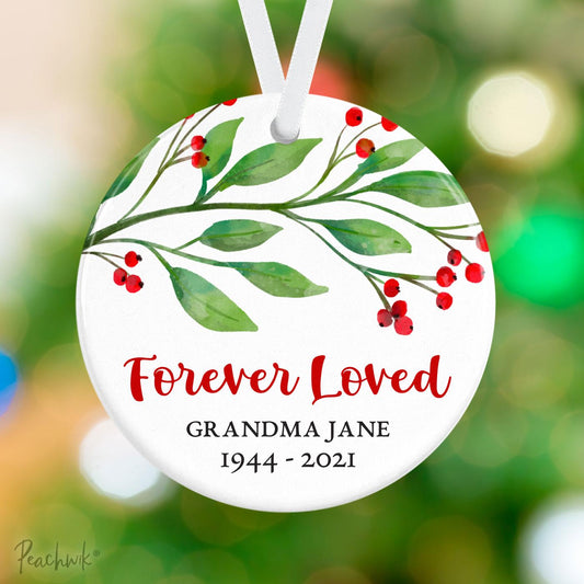 Holly Berry Memorial Personalized Christmas Ornament