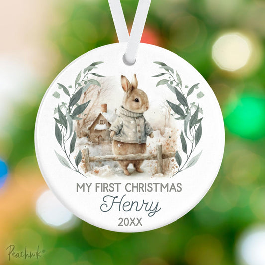 Little Rabbit First Christmas Personalized Christmas Ornament
