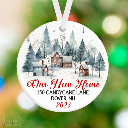 New Home Winter Village Personalized Christmas Ornament