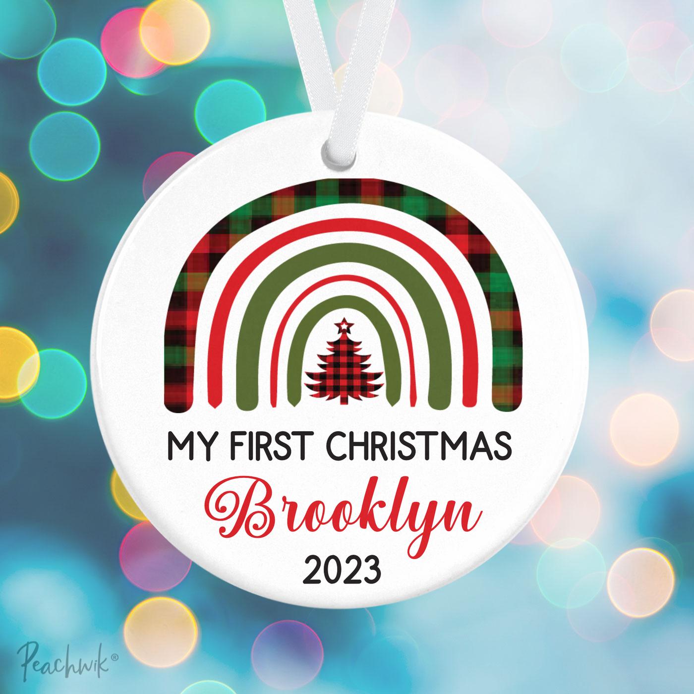 First Christmas Rainbow Personalized Christmas Ornament