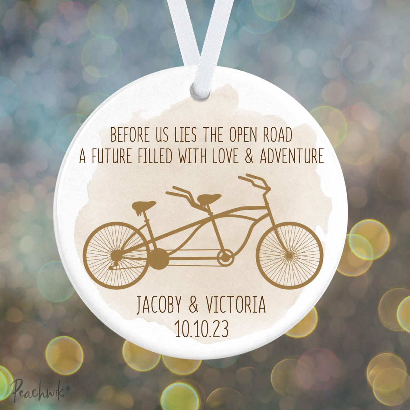Tandem Bike Couples Personalized Christmas Ornament