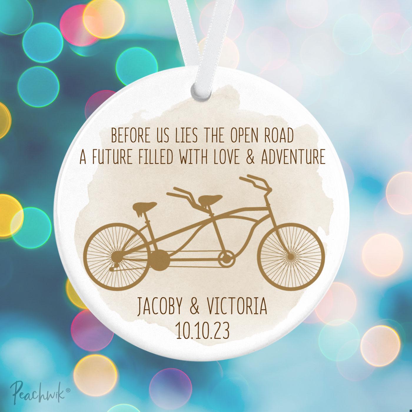 Tandem Bike Couples Personalized Christmas Ornament