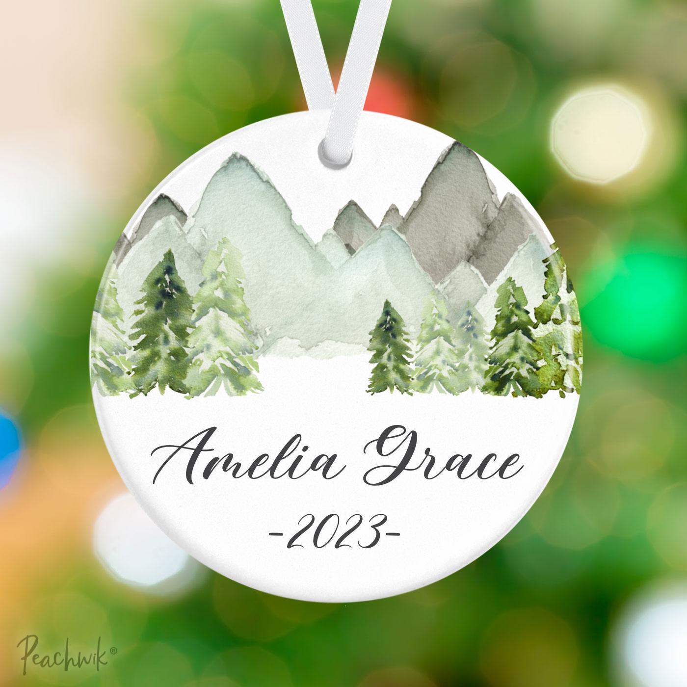 Green Mountains Personalized Christmas Ornament