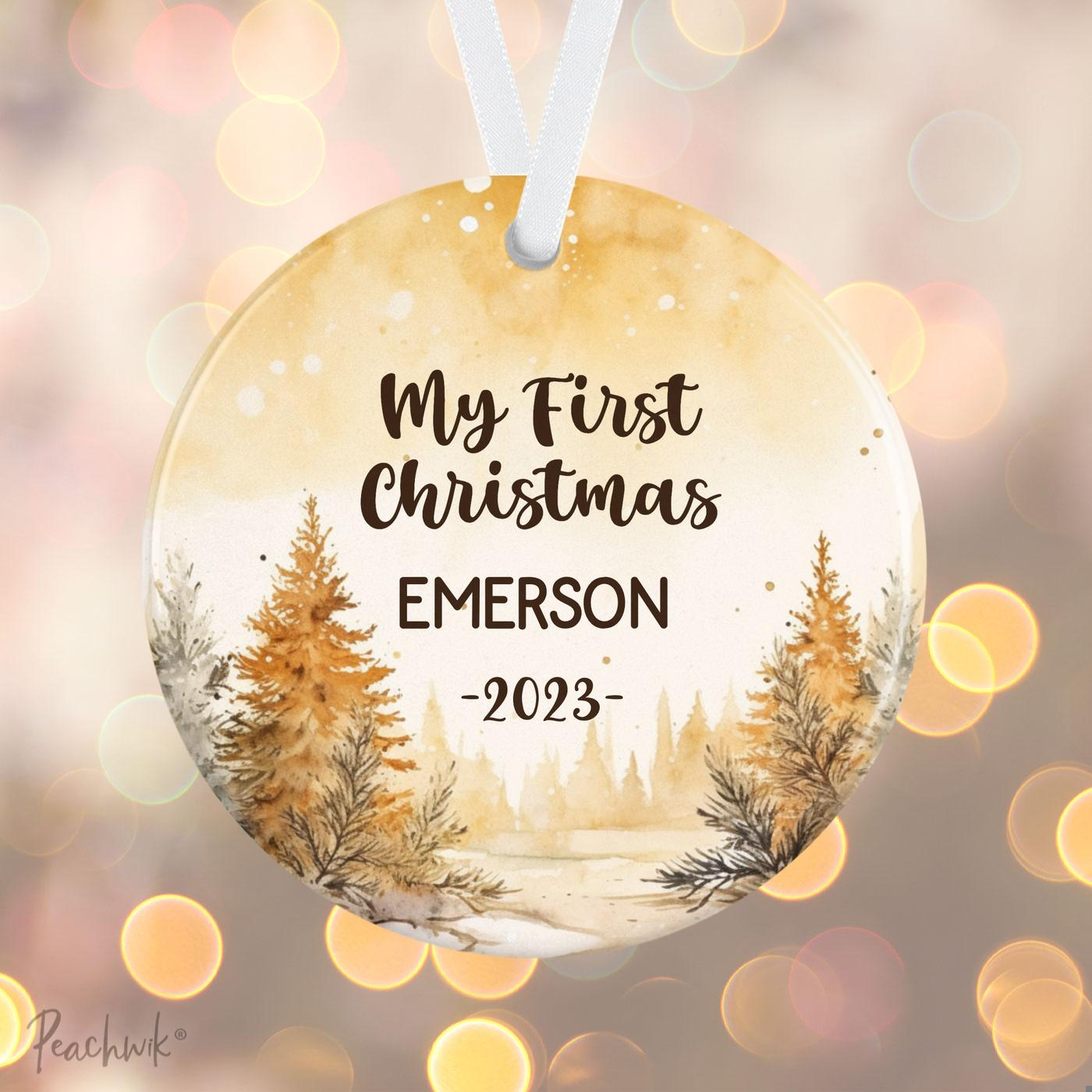 Golden Forest Baby's First Christmas Personalized Ornament