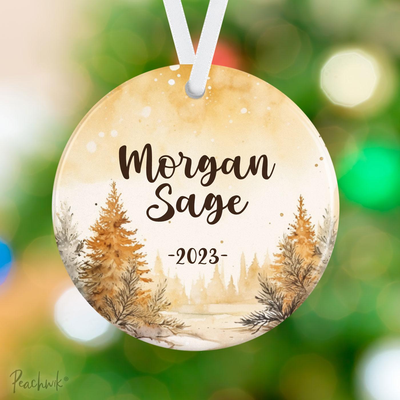 Golden Forest Personalized Christmas Ornament