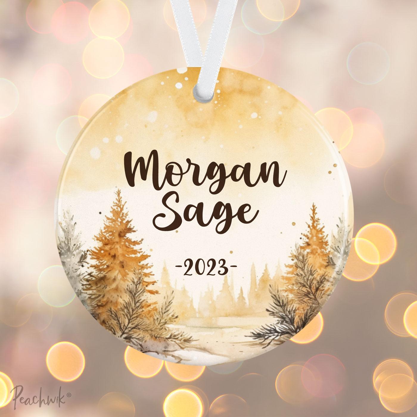Golden Forest Personalized Christmas Ornament