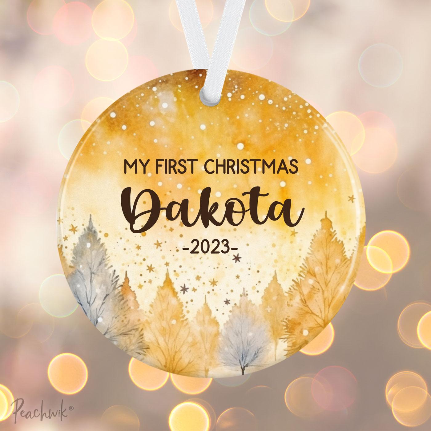 Golden Forest My First Christmas Personalized Ornament