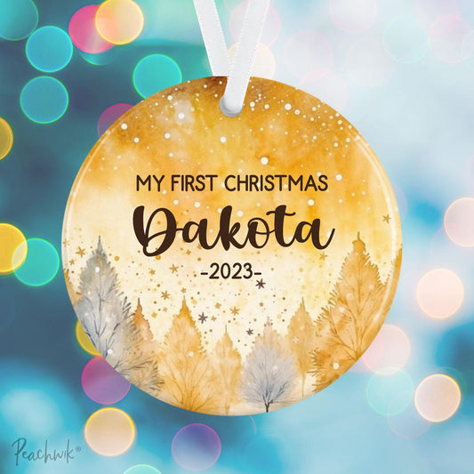 Golden Forest My First Christmas Personalized Ornament