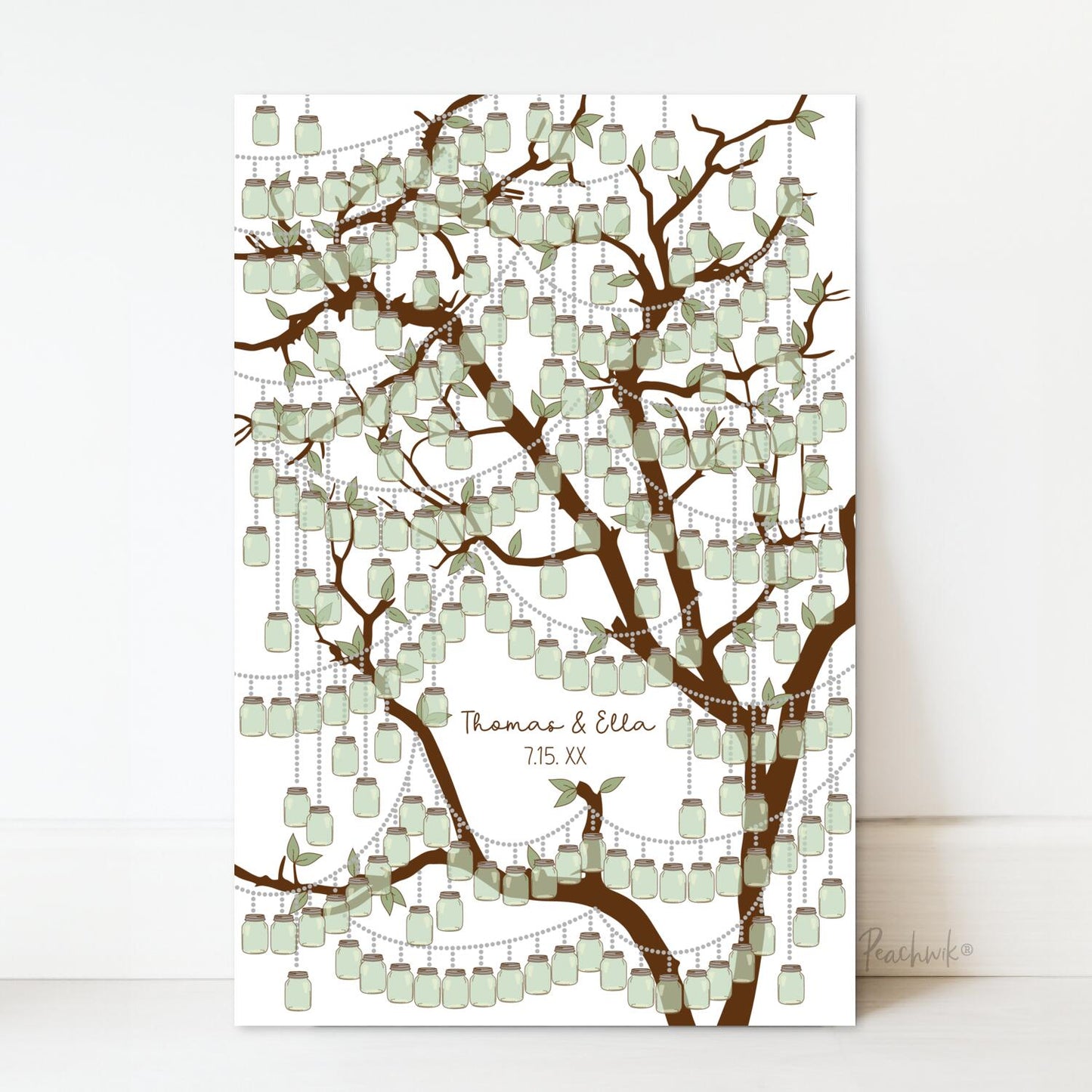 Mason Jars Wedding Tree Guest Book