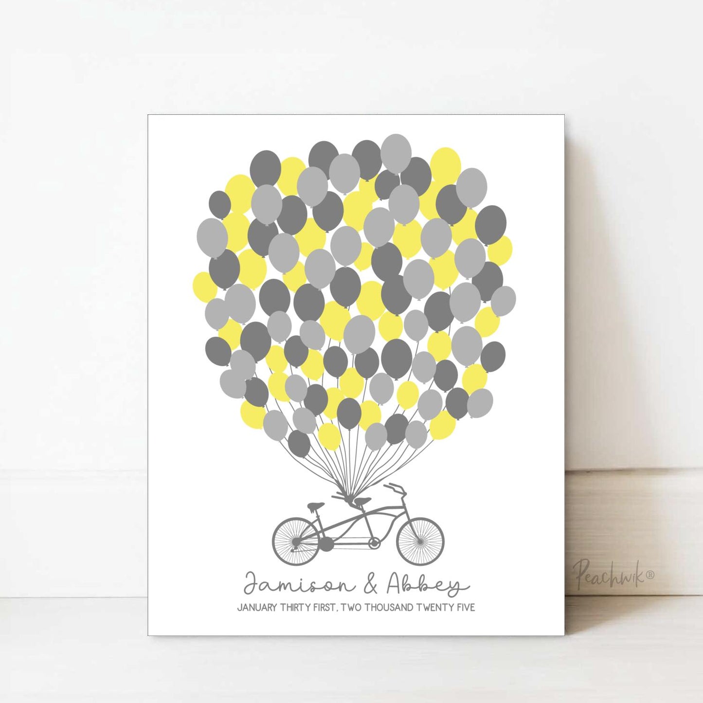 Tandem Bike with Balloons Guest Book Alternative