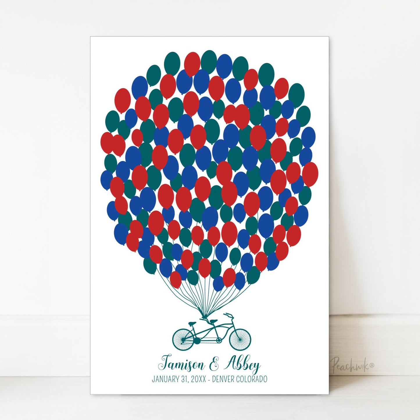 Tandem Bike with Balloons Guest Book Alternative