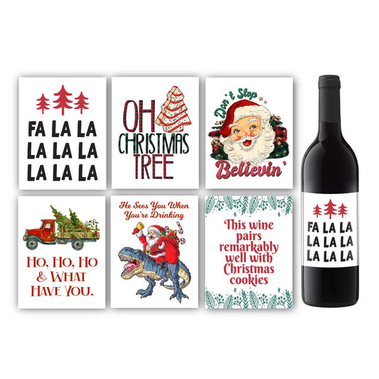 Funny Christmas Wine Label Set