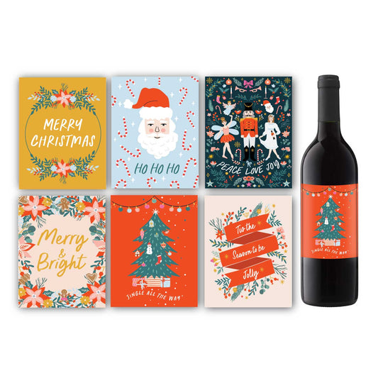 Merry & Bright Christmas Wine Label Set